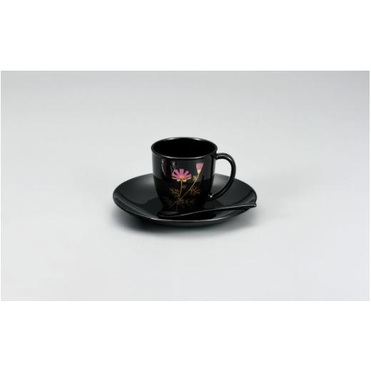 ふるさと納税 食器・グラス ティーカップ 福井県 鯖江市 越前漆器 伝統の洗練された美しさ『コスモス珈琲カップ&ソーサ』 C-00810b コスモス