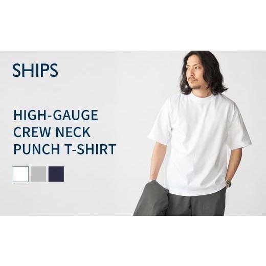 ふるさと納税 服 栃木県 足利市 SHIPS ハイゲージクルーネックライトポンチTシャツ ネイビー Lサイズ F7Z-1641 Lサイズ