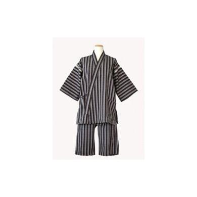 ふるさと納税 服 福岡県 筑後市 522.紳士用甚平(しじら織・縞柄) LL茶 LL茶