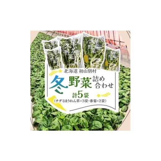ふるさと納税 野菜類 北海道 初山別村 北海道 初山別村 冬野菜詰め合わせ5袋(チヂミほうれん草×3袋・春菊×2袋) 1665017