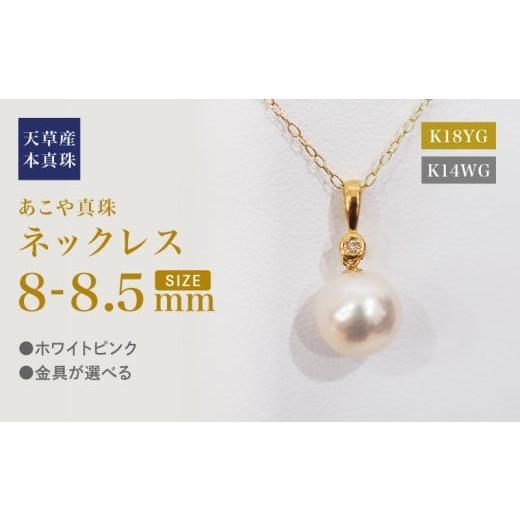 ふるさと納税 アクセサリー ネックレス 熊本県 天草市 S101-498_あこや真珠 天草 ネックレス ペンダント ダイヤモンド 0.01ct 8mm - 8.5mm ホワイトピンク 真…