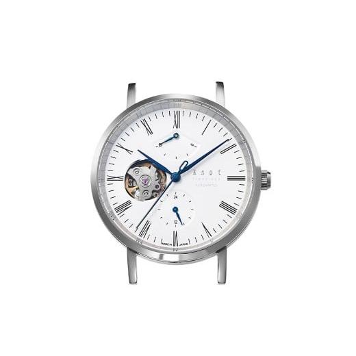 ふるさと納税 時計 メンズ腕時計 東京都 武蔵野市 株式会社Knot 選べる ストラップカラー 8色 クラシックシリーズ メカニカルオープンハート シルバー×ホワ…