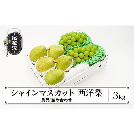 ふるさと納税 果物の詰合せ 山形県 尾花沢市 先行予約 シャインマスカット 西洋梨 秀品 詰め合わせ 計3kg 令和8年産 2026年産 令和8年産山形県産 送料無料 ぶ…