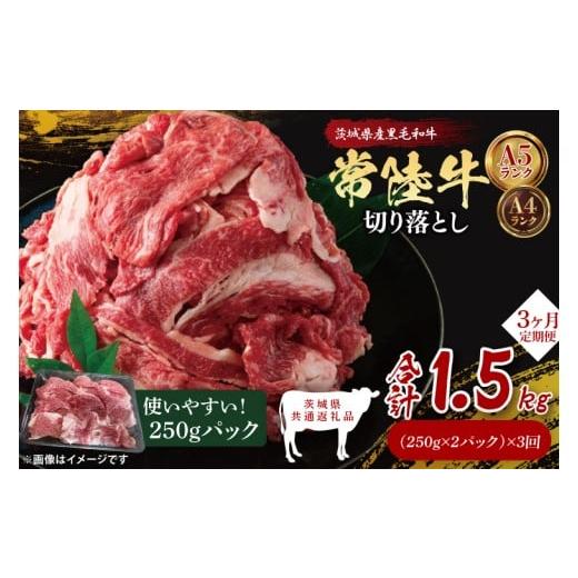 ふるさと納税 牛肉 茨城県 大子町 茨城県共通返礼品 3ヶ月定期便 常陸牛切り落とし500g(250g×2)|ブランド牛 銘柄牛 和牛 黒毛和牛 国産 A5・A4ランク 等…