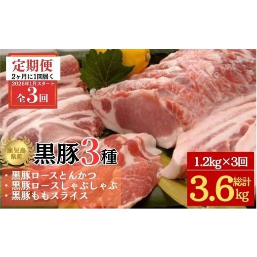 ふるさと納税 豚肉 セット 鹿児島県 肝付町 E06002 定期便・全3回 2026年1月より隔月お届け 鹿児島県産黒豚3種(ロース(しゃぶしゃぶ用・とんかつ用)・モモ)(合…