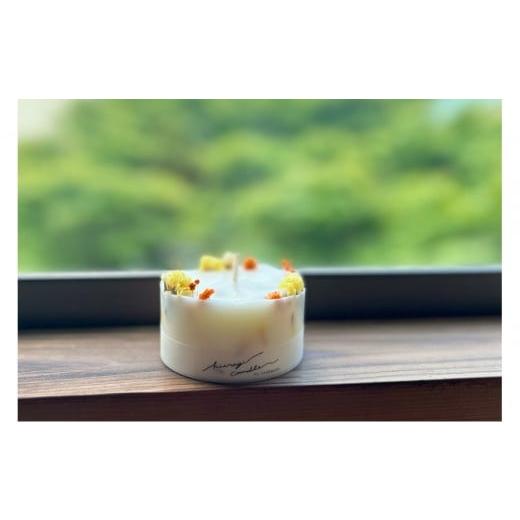 ふるさと納税 雑貨・日用品 東京都 八王子市 ロスフラワーで作る、ソイリースボタニカルキャンドル オレンジ&イエロー (無香料) 無香料