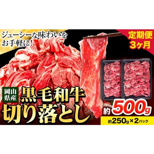 ふるさと納税 牛肉 岡山県 笠岡市 牛肉 3ヶ月定期便 肉 黒毛和牛 切り落とし 訳あり 大容量 小分け 500g 1パック 250g 定期便[お申込み月翌月から出荷開始]…