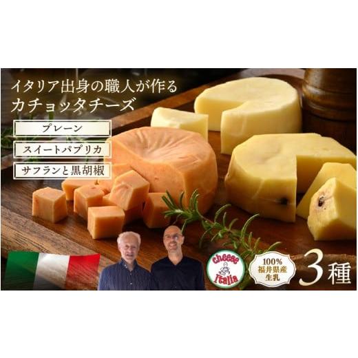 ふるさと納税 加工品等 チーズ 福井県 あわら市 100%県産生乳 イタリア出身の職人が作るカチョッタチーズ3種(プレーン、スイートパプリカ、サフランと黒胡椒…