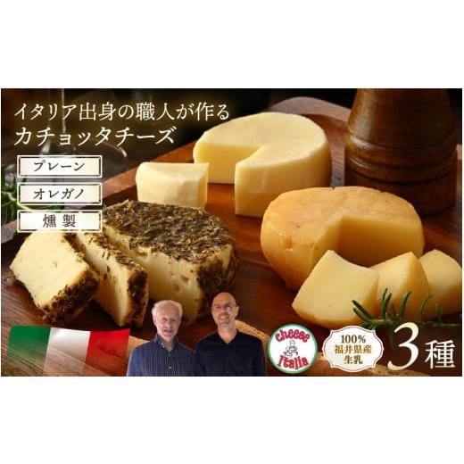 ふるさと納税 加工品等 チーズ 福井県 あわら市 100%県産生乳 イタリア出身の職人が作るカチョッタチーズ3種(プレーン、オレガノ、燻製) aw128-a006