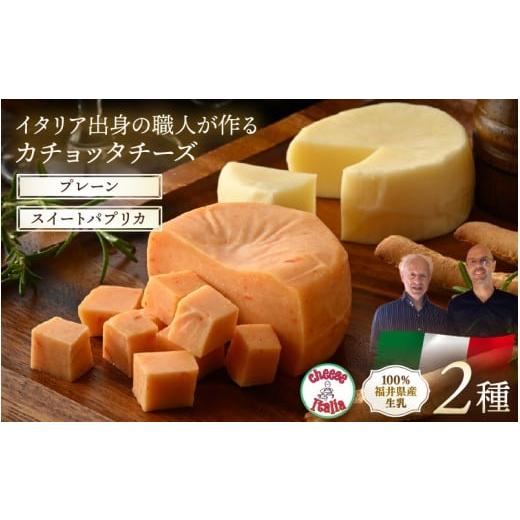 ふるさと納税 加工品等 チーズ 福井県 あわら市 100%県産生乳 イタリア出身の職人が作るカチョッタチーズ2種(プレーン、スイートパプリカ) aw128-a003