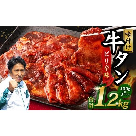 ふるさと納税 牛肉 タン 熊本県 水上村 味付き牛タン ピリ辛味 400g×3P 計1.2kg 牛 牛肉 肉 にく ミート 牛タン タン 薄切り うす切り スライス 特製ダレ ピ…