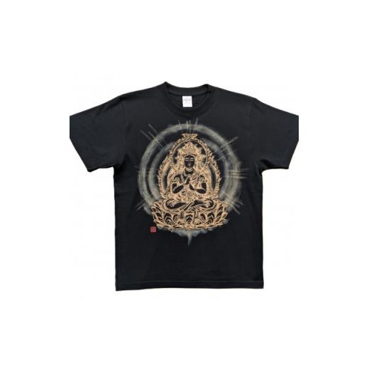 ふるさと納税 服 男 大阪府 和泉市 手描きTシャツ 仏画 大日如来 金剛界 黒 (半袖 XLサイズ) 1662864