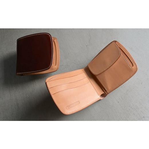 ふるさと納税 小物 香川県 琴平町 コードバン & ブッテーロ シェル型二つ折り財布 （ナチュラル） F5J-1054 ナチュラルの画像