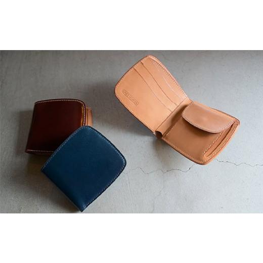 ふるさと納税 小物 香川県 琴平町 コードバン & ブッテーロ シェル型二つ折り財布 （ディープブルー） F5J-1056 ディープブルーの画像
