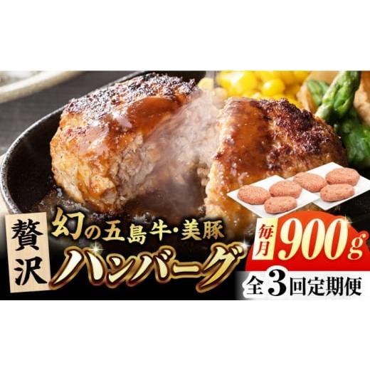 ふるさと納税 肉 ハンバーグ 長崎県 五島市 3回定期便 五島牛と美豚の粗挽きハンバーグ 6個 150g×6 国産 牛肉 豚肉 五島市/ごとう農業協同組合