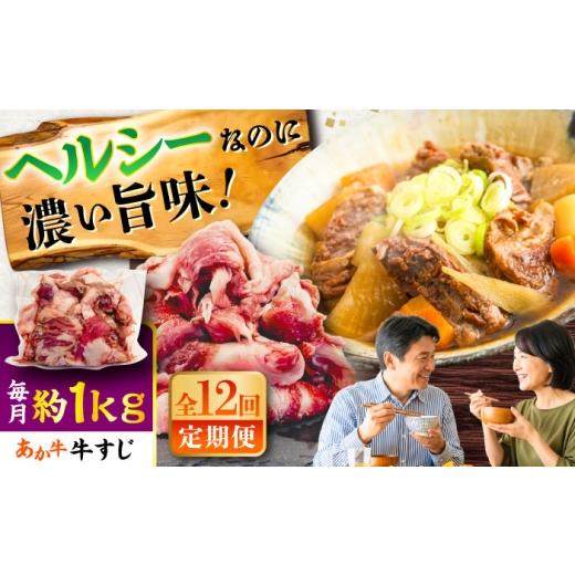 ふるさと納税 牛肉 熊本県 菊陽町 全12回定期便 熊本あか牛スジ 約1kg / 熊本県 あか牛 あかうし 和牛 牛すじ すじ肉 牛肉 お肉 褐毛和種 冷凍 国産 五右衛…