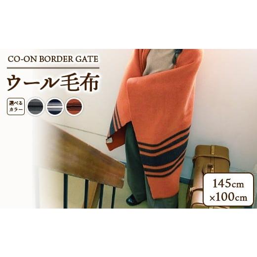 ふるさと納税 タオル・寝具 毛布 大阪府 泉大津市 ネイビー CO-ON BORDER GATE ウール毛布 ハーフ 145×100cm 1枚 COBL-02 ネイビー