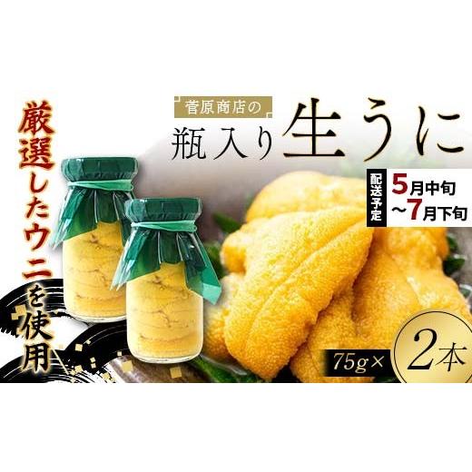 ふるさと納税 ウニ 岩手県 山田町 発祥の地 牛乳瓶入り生うに 2026年5月中旬以降発送 菅原商店 生うに 75g×2本 国産 三陸山田 岩手県 山田町 三陸 旬 うに …