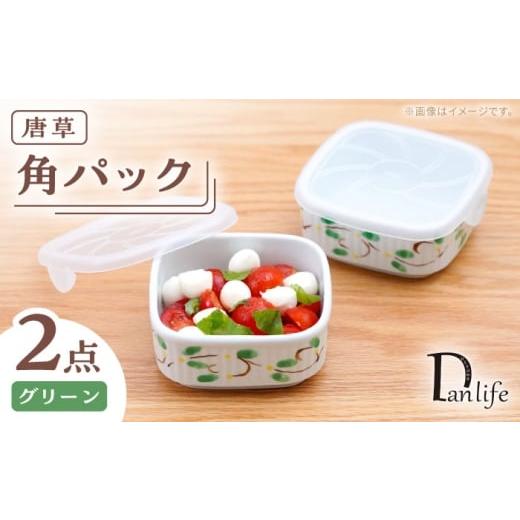 ふるさと納税 食器・グラス 長崎県 波佐見町 波佐見焼 角パック 唐草 グリーン 2個セット 団陶器