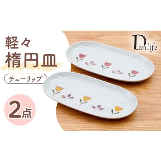 ふるさと納税 食器・グラス 皿 長崎県 波佐見町 波佐見焼 軽々楕円皿 チューリップ 2色セット 団陶器
