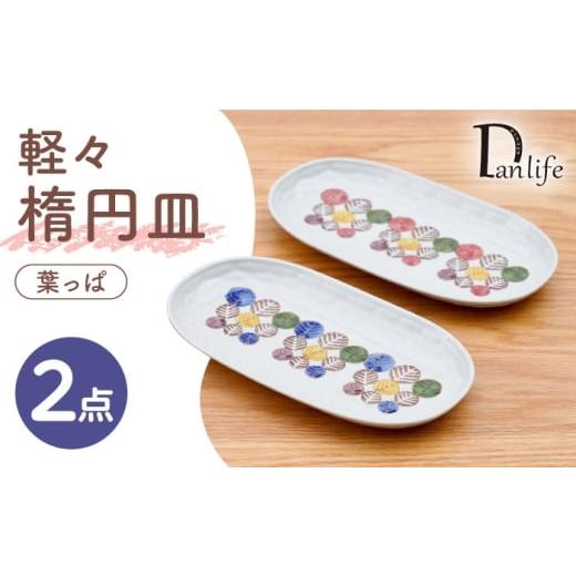 ふるさと納税 食器・グラス 皿 長崎県 波佐見町 波佐見焼 軽々楕円皿 葉っぱ 2色セット 団陶器