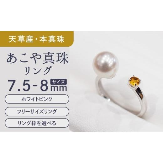 ふるさと納税 アクセサリー リング 熊本県 天草市 S085-475_あこや真珠 天草 リング 7.5mm - 8mm ホワイトピンク シトリン フリーサイズ 真珠 (F:13号) F:13…