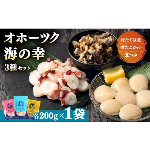 ふるさと納税 魚貝類 北海道 雄武町 オホーツク海の幸3種セット ほたて貝柱 煮たこカット 煮つぶ(各200g×1袋) | オホーツク 北海道産 海鮮 魚介類 ほたて …