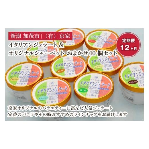 ふるさと納税 菓子 アイス 新潟県 加茂市 定期便12ヶ月毎月お届け 京家のイタリアンジェラート&amp;オリジナルシャーベット おまかせ10個セット アイス アイ…