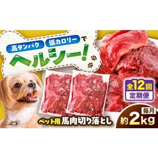 ふるさと納税 馬肉 熊本県 菊陽町  全12回定期便 国内加工 ペット用 馬肉 切り落とし 約2kg(約1kg×2) ／ ドッグフード どっくふーど ペット ぺっと ペットフ…の画像