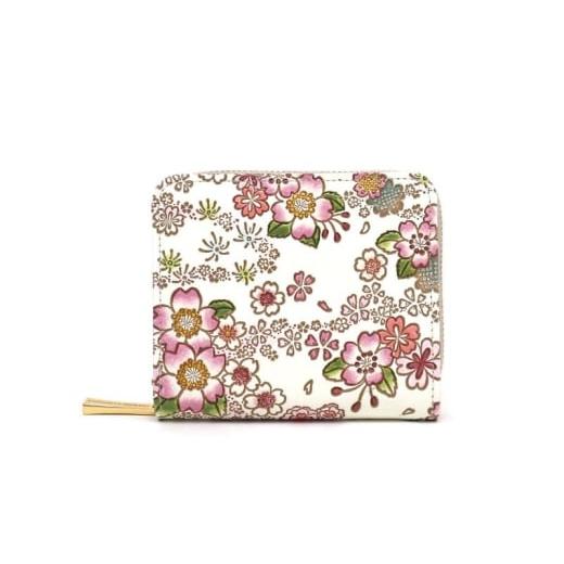 ふるさと納税 財布 東京都 墨田区 文庫屋大関 二つ折りファスナーミニ財布 かすみ桜 皮革工芸品 財布 二つ折り 小物 お札 カード 小銭 コンパクト 牛革 手作…