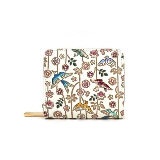 ふるさと納税 財布 東京都 墨田区 文庫屋大関 二つ折りファスナーミニ財布 枝垂れ花鳥 皮革工芸品 財布 二つ折り 小物 お札 カード 小銭 コンパクト 牛革 手…