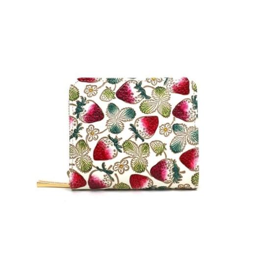 ふるさと納税 財布 東京都 墨田区 文庫屋大関 二つ折りファスナーミニ財布 いちご 皮革工芸品 財布 二つ折り 小物 お札 カード 小銭 コンパクト 牛革 手作り …