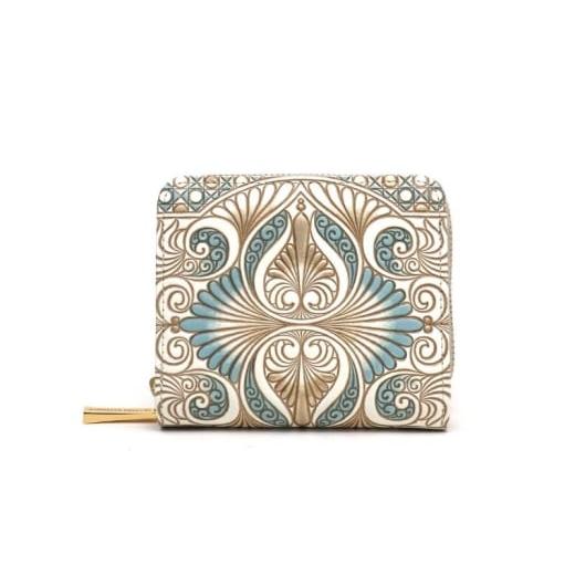 ふるさと納税 財布 東京都 墨田区 文庫屋大関 二つ折りファスナーミニ財布 ロカイユ ブルーグレー 皮革工芸品 財布 二つ折り 小物 お札 カード 小銭 コンパク…