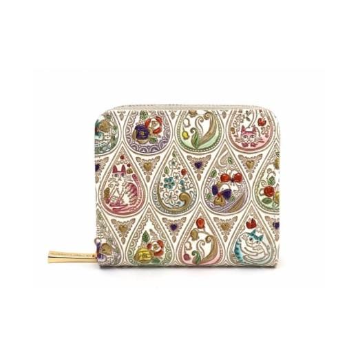 ふるさと納税 財布 東京都 墨田区 文庫屋大関 二つ折りファスナーミニ財布 花と猫 ミックス 皮革工芸品 財布 二つ折り 小物 お札 カード 小銭 コンパクト 牛…