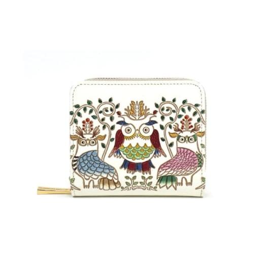 ふるさと納税 財布 東京都 墨田区 文庫屋大関 二つ折りファスナーミニ財布 ふくろう 皮革工芸品 財布 二つ折り 小物 お札 カード 小銭 コンパクト 牛革 手作…