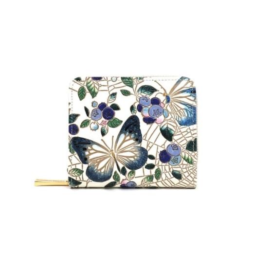 ふるさと納税 財布 東京都 墨田区 文庫屋大関 二つ折りファスナーミニ財布 ブルーベリーは願う ネイビー 皮革工芸品 財布 二つ折り 小物 お札 カード 小銭 コ…