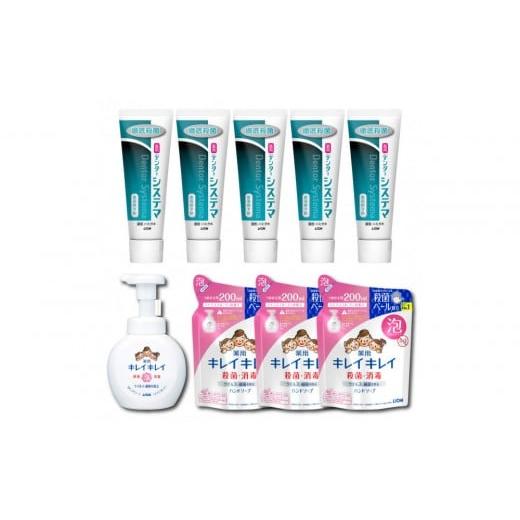 ふるさと納税 雑貨・日用品 香川県 坂出市 オリジナルCセット「デンターシステマハミガキタテ型130g×5本&キレイキレイ泡ハンドソープ本体1本(250ml)+詰替…