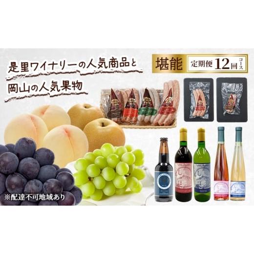 ふるさと納税 もも 岡山県 赤磐市 定期便 2026年 先行予約 是里ワイナリーの人気商品と岡山の人気果物 堪能 12回コース ドイツの森 ワイン ソーセージ ビール …
