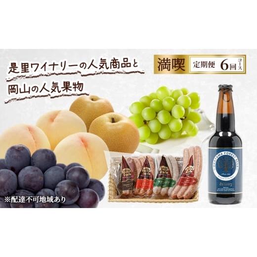 ふるさと納税 もも 岡山県 赤磐市 定期便 2026年 先行予約 是里ワイナリーの人気商品と岡山の人気果物 満喫 6回コース 桃 白桃 ビール ぶどう ピオーネ シャイ…