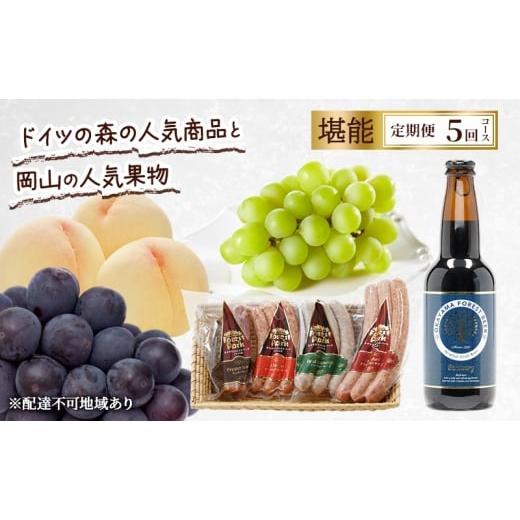 ふるさと納税 もも 岡山県 赤磐市 定期便 2026年 先行予約 ドイツの森の人気商品と岡山の人気果物 堪能 5回コース 桃 白桃 ビール ぶどう ピオーネ シャインマ…
