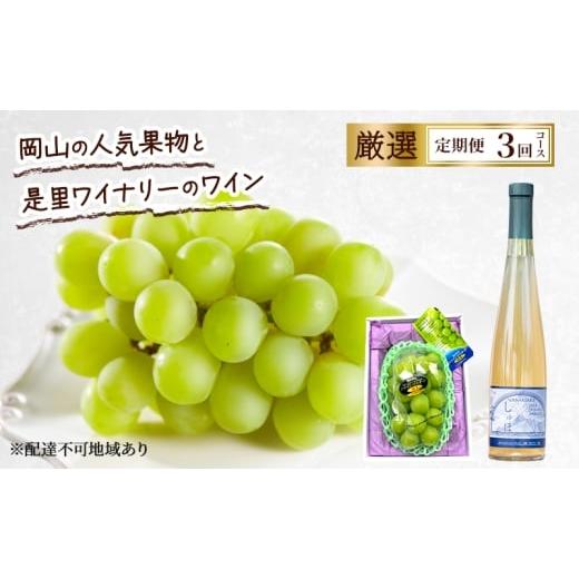 ふるさと納税 ワイン 岡山県 赤磐市 定期便 2026年 先行予約 岡山の人気果物と是里ワイナリーのワイン 厳選 3回コース ぶどう シャインマスカット 晴王 清水白…