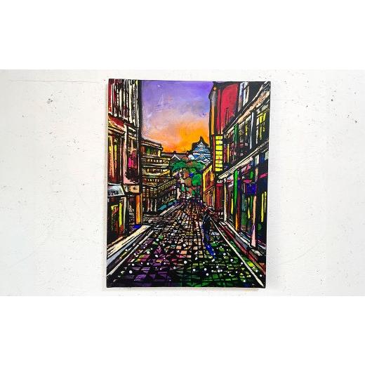 ふるさと納税 雑貨・日用品 絵画 熊本県 熊本市 桜井通り P10号 (53cm×41cm) 額縁あり / 絵画 絵 アート 熊本城 九州 熊本県 熊本市