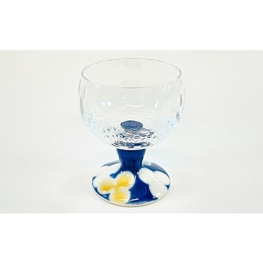 ふるさと納税 陶磁器・漆器・ガラス 石川県 加賀市 九谷和グラス 馬上グラスクローバー（ブルー） F6P-3148の画像
