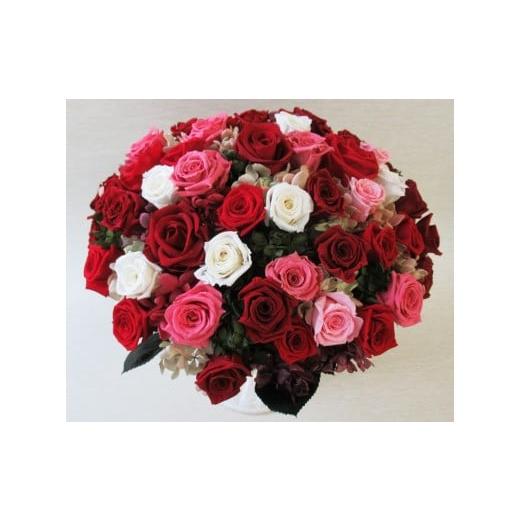 ふるさと納税 花・苗木 花束 愛知県 碧南市 日付指定可能 プリザーブドフラワーローズ(ピンク&レッド)60輪のアレンジメント 薔薇 バラ ギフト プレゼント …