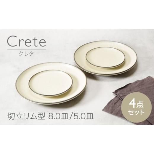 ふるさと納税 食器・グラス 皿 岐阜県 土岐市 美濃焼 クレタ 切立リム型 8.0型 2点 & 5.0皿 2点 合計4点セット カネ定製陶 プレート セット うつわ MEI165…