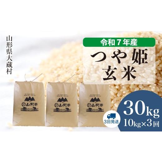 ふるさと納税 玄米 山形県 大蔵村 令和7年産米 特別栽培米 つや姫 玄米 30kg定期便 (10kg×3回発送) 配送時期選べます