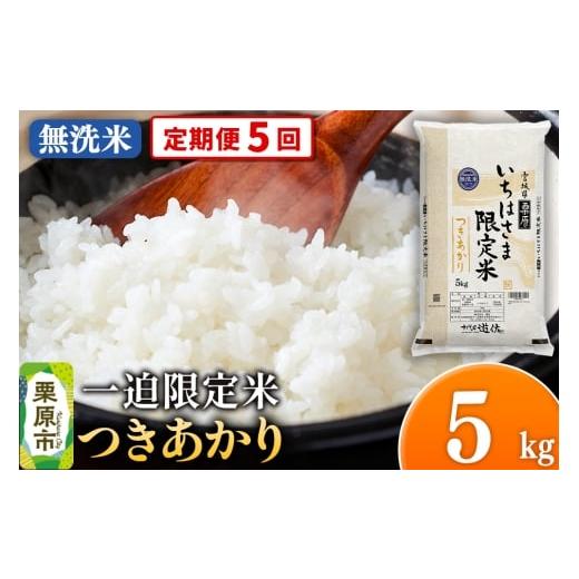 ふるさと納税 米 宮城県 栗原市 定期便5回 無洗米 令和7年産 一迫限定米 つきあかり 5kg