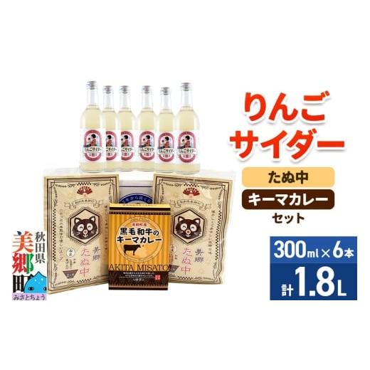 ふるさと納税 炭酸飲料 サイダー 秋田県 美郷町 りんごサイダー6本とたぬ中・キーマカレーのセット 炭酸飲料 カレー キーマカレー レトルト 中華麺
