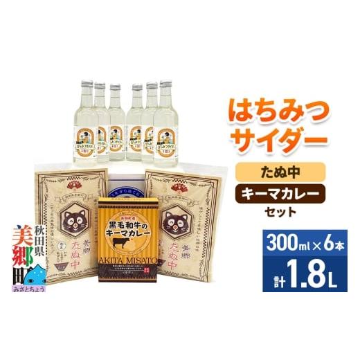 ふるさと納税 炭酸飲料 サイダー 秋田県 美郷町 はちみつサイダー6本とたぬ中・キーマカレーのセット 炭酸飲料 カレー キーマカレー レトルト 中華麺