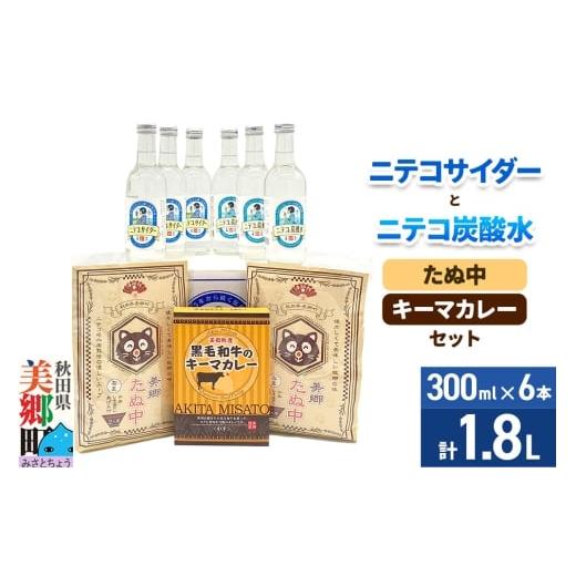 ふるさと納税 炭酸飲料 サイダー 秋田県 美郷町 ニテコサイダー3本・ニテコ炭酸水3本とたぬ中・キーマカレーのセット 炭酸飲料 カレー キーマカレー レトルト …